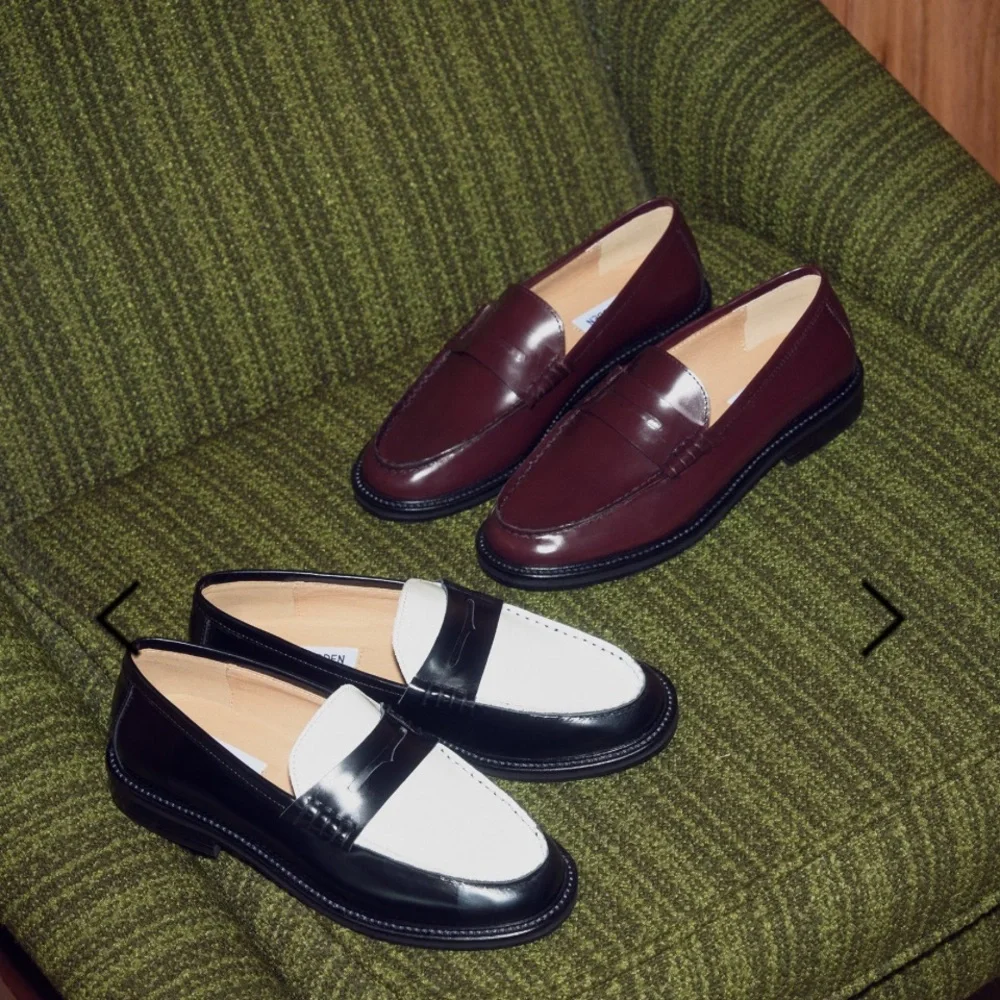 Steve Madden Madison Box Deep Burgundy Leather Loafers - Picture 5 of 13